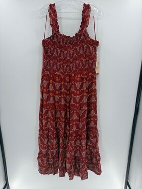Cotton & Rye Wauna Sleeveless Smock Southwestern Maxi Dress - Brick - L - NWT